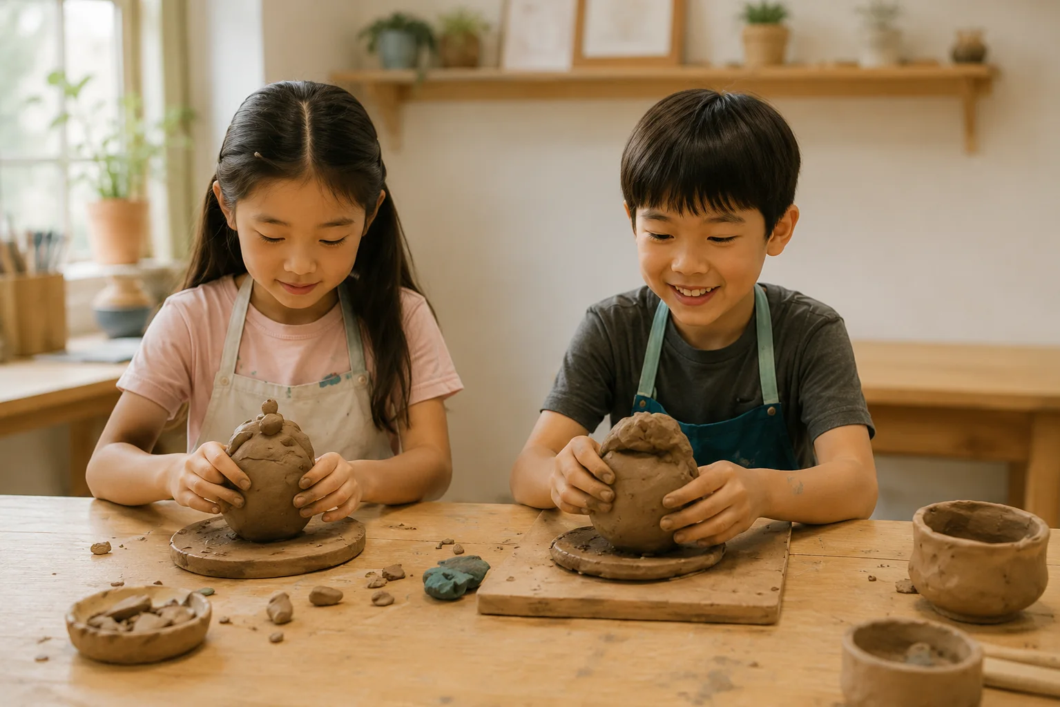Campers creating art together